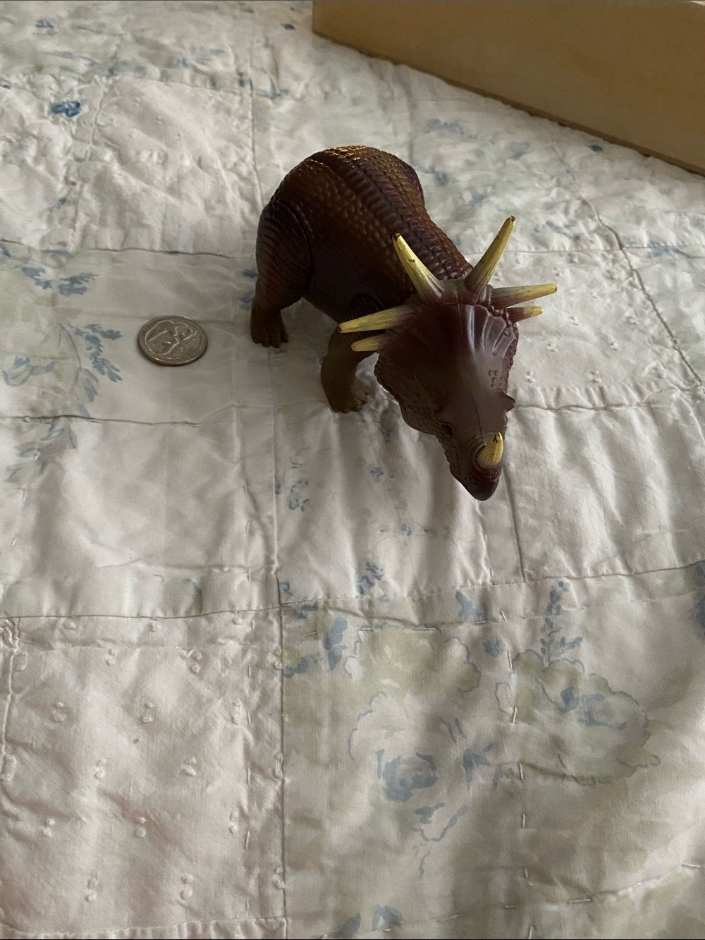 Brown and Gold Triceratops Reptile Figurine Movable Limbs